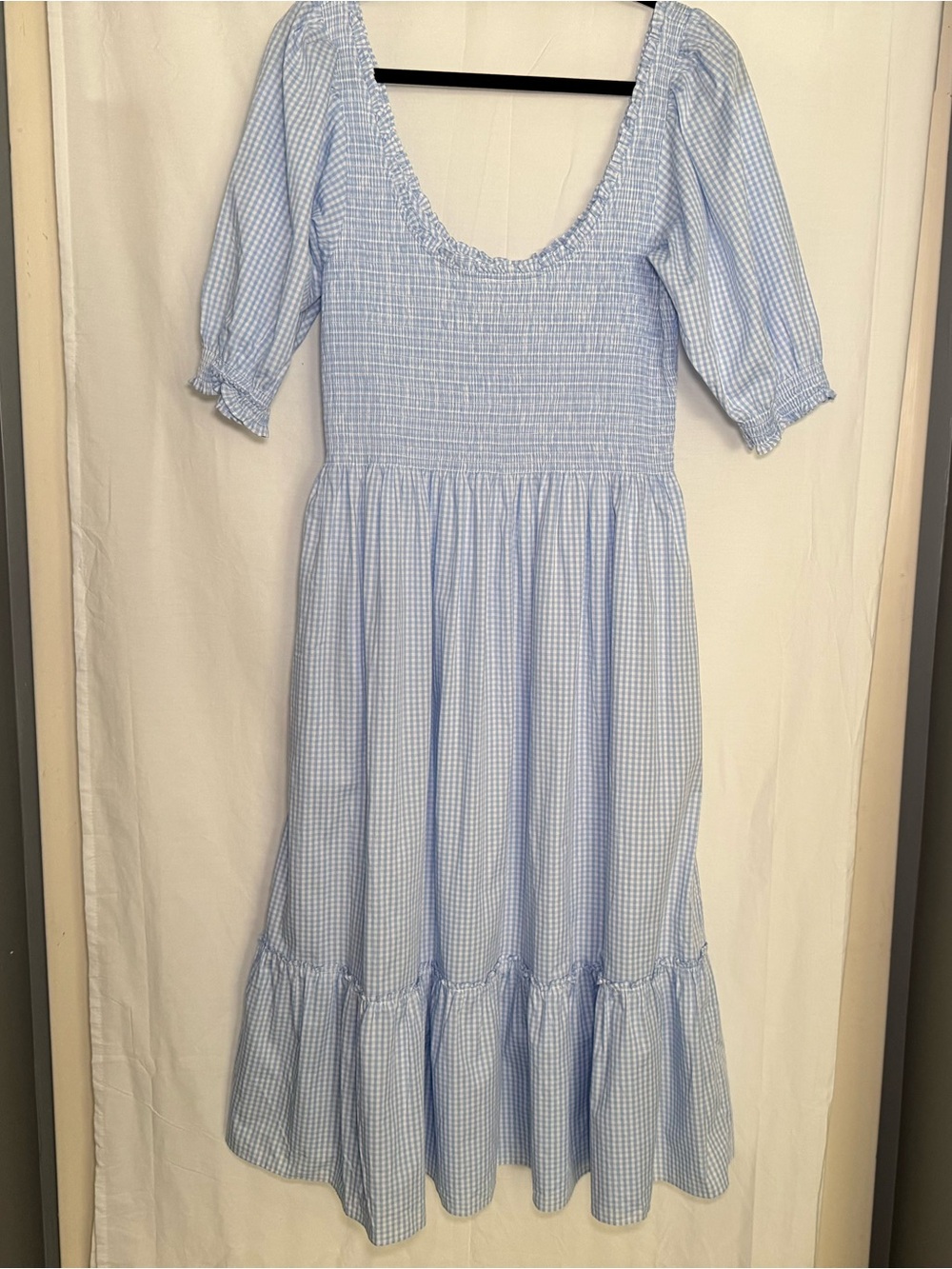 Hill House Home The Louisa Nap Dress Hydrangea Gingham Size Large L Like New - Picture 2 of 8